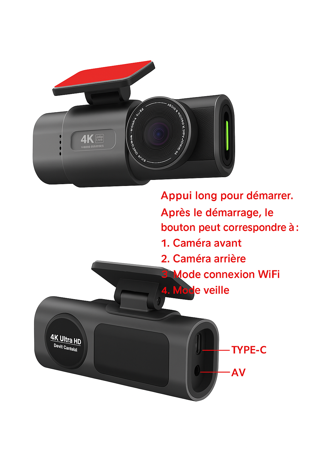 Dashcam Trajecta — Caméra embarquée 4K avec Wi-Fi et GPS