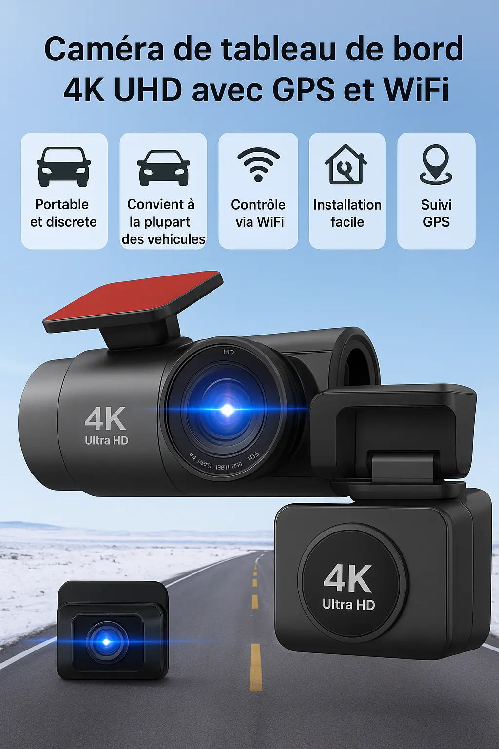Dashcam Trajecta — Caméra embarquée 4K avec Wi - Fi et GPS - Trajecta
